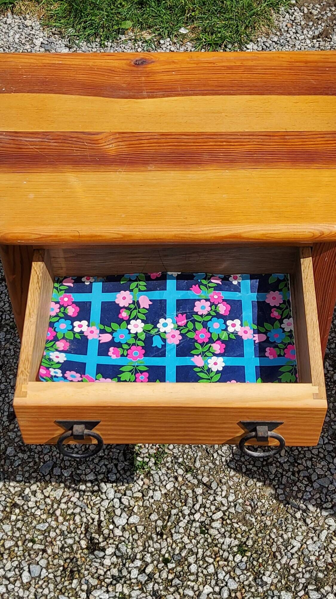 Pair of vintage bedside tables from the 70s in solid pine