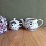 Teapot set and vintage pierrot cup