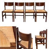 Mulched chairs in vintage solid elm 1960