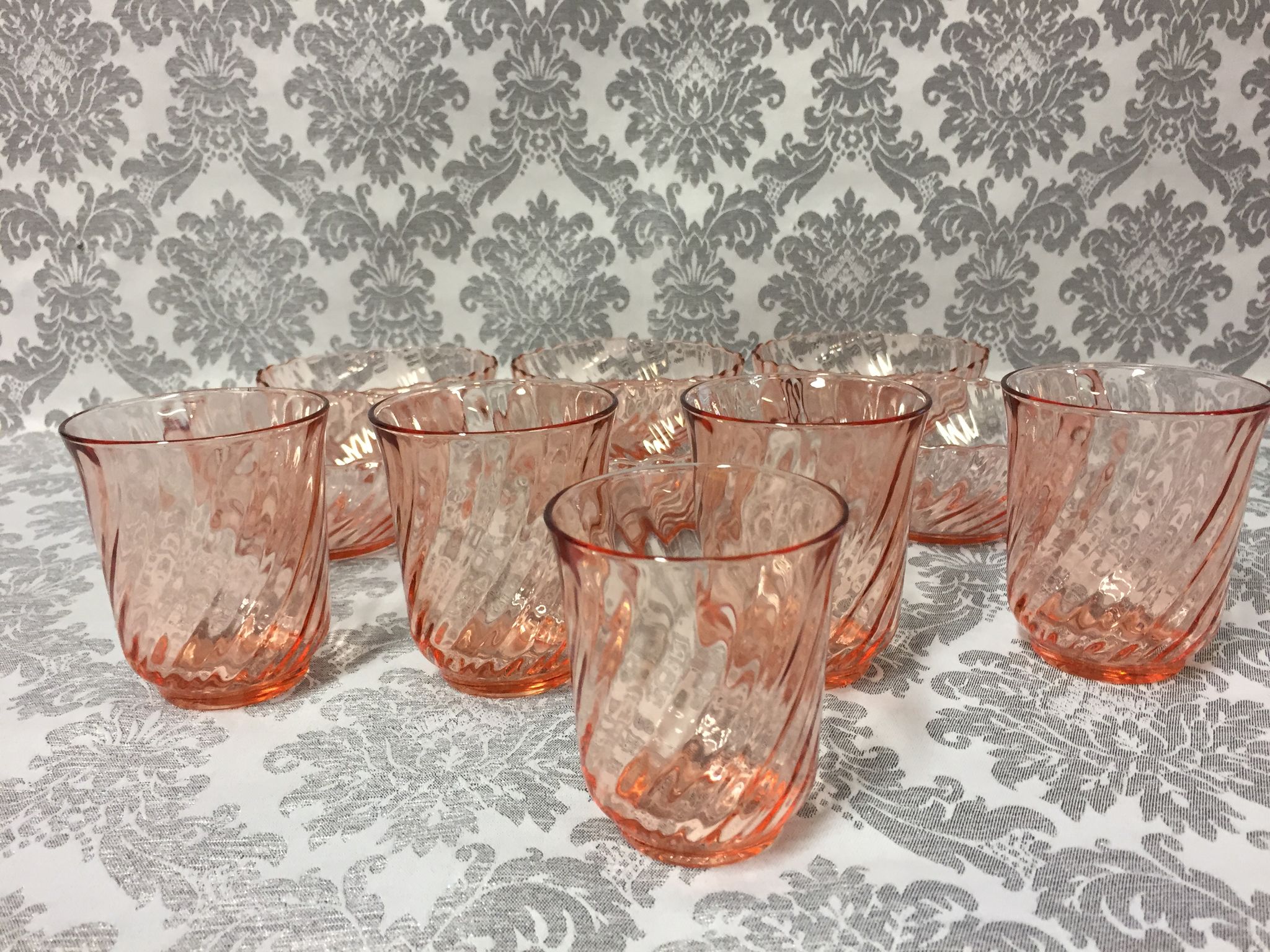 Lot service art table luminarc arcoroc model rosaline vintage 1950/1960