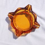 Vintage amber glass ashtray 70s