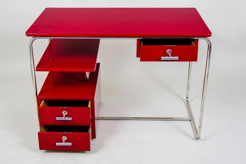 Vintage German Chrome Writing Desk, 1930s