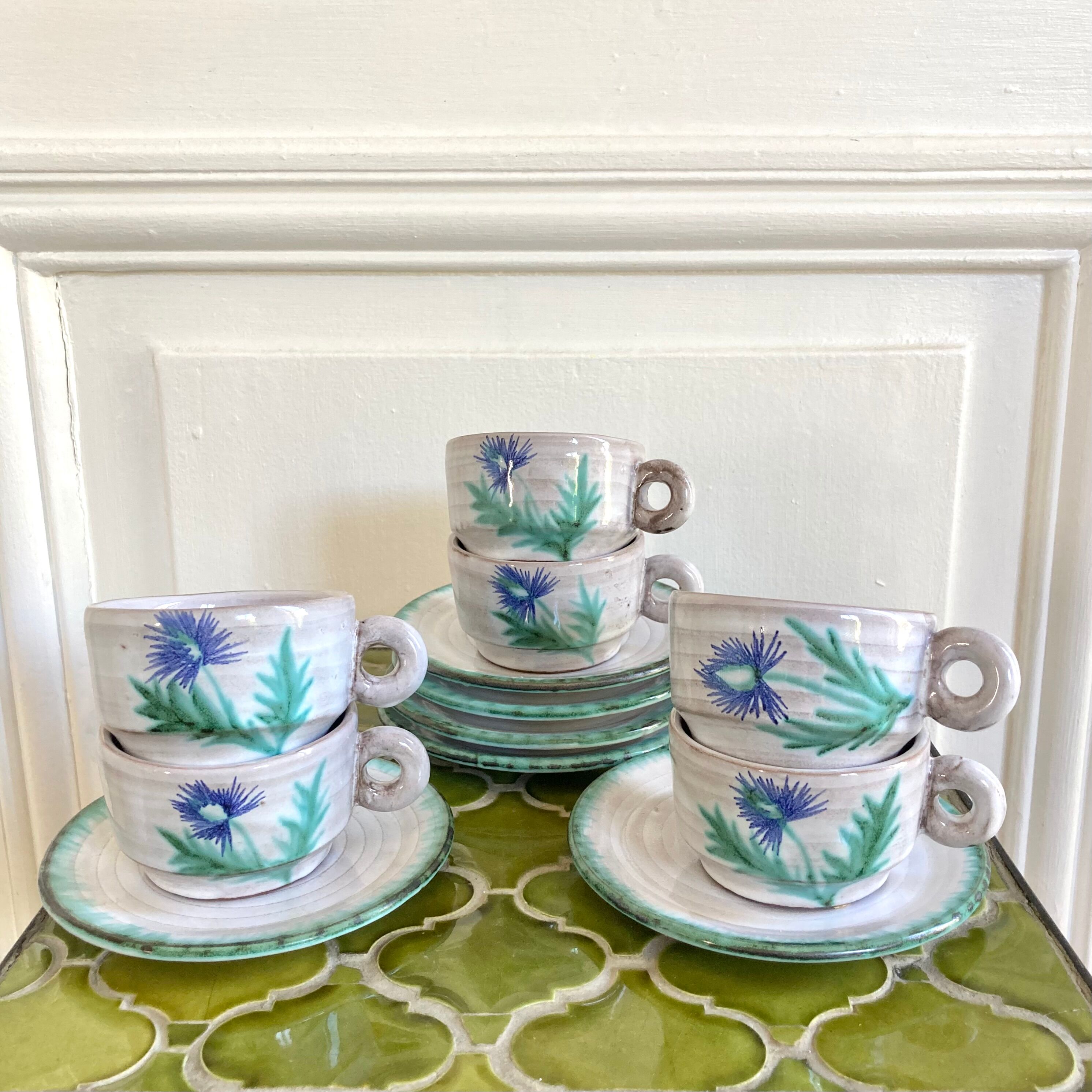 Ceramic mugs 70 hand-painted thistles