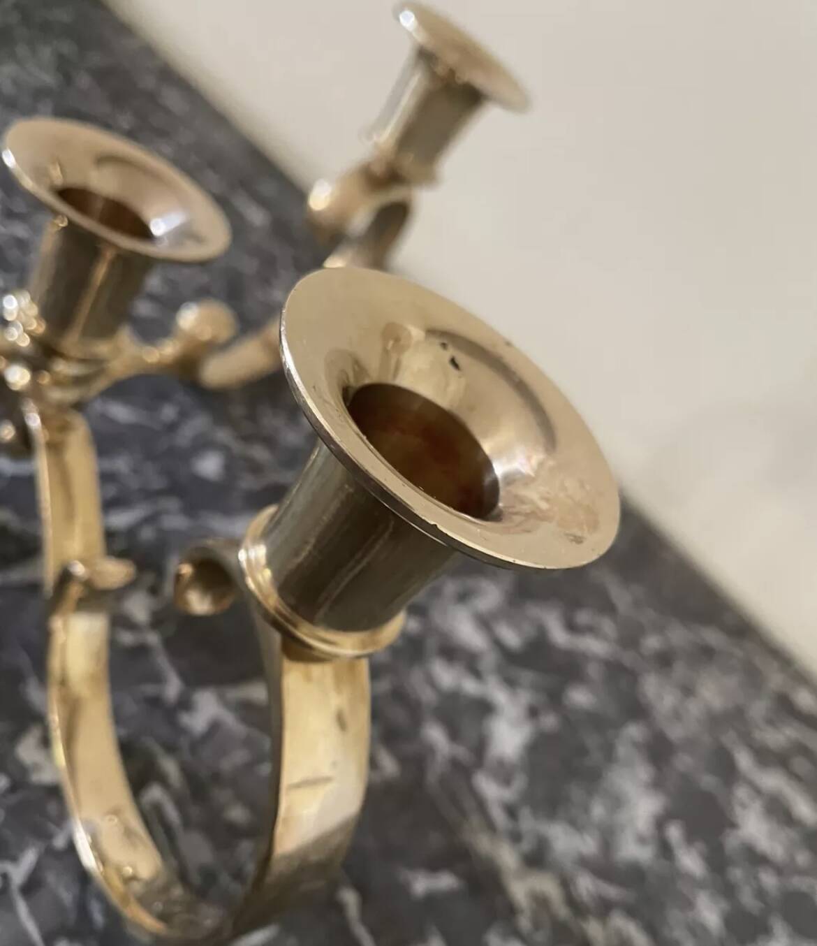 Gold-plated brass candlestick