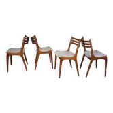 Ensemble de 4 chaises de salle à manger en teck scandinaves modernes, Danemark années 1960.