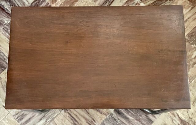 Art Deco pedestal table wood and chrome