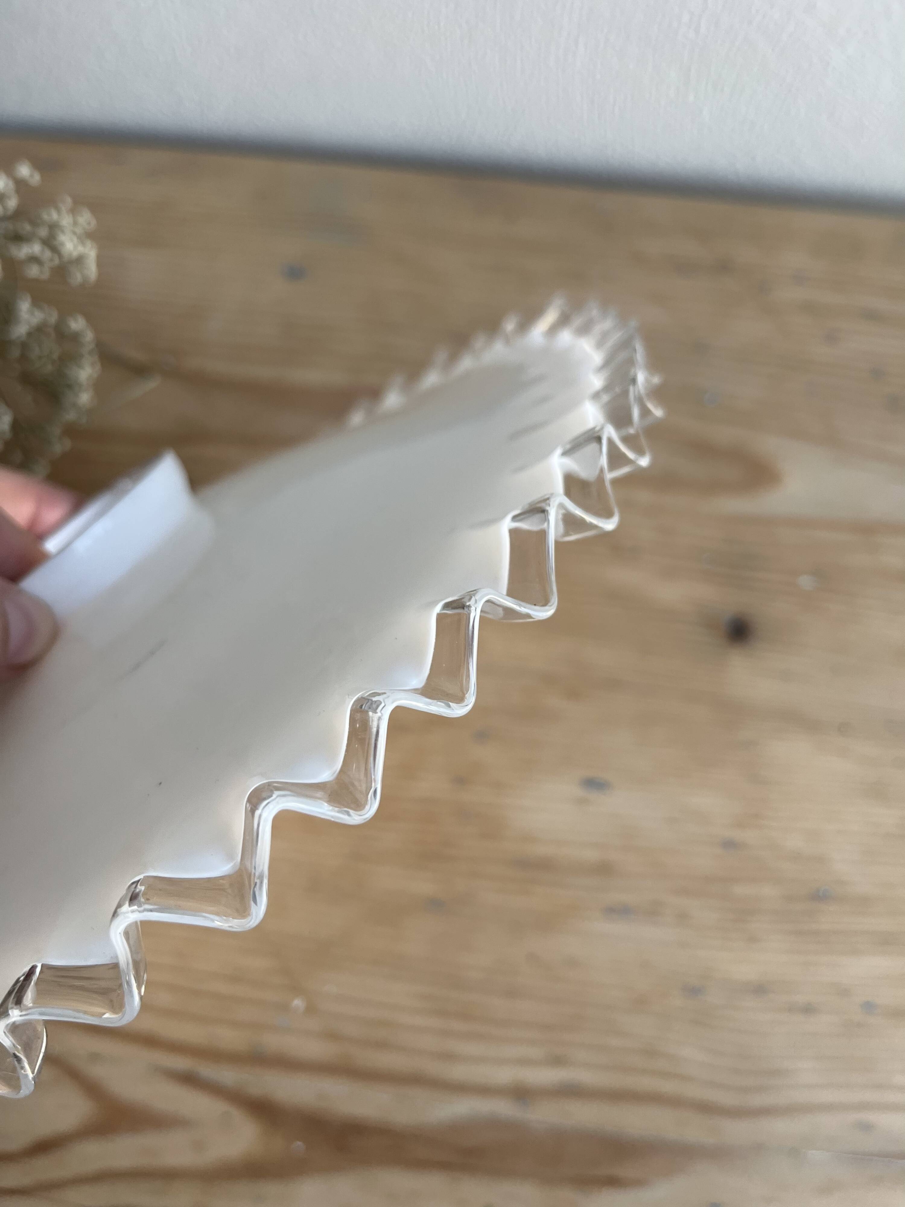 Vintage white serrated opaline pendant light