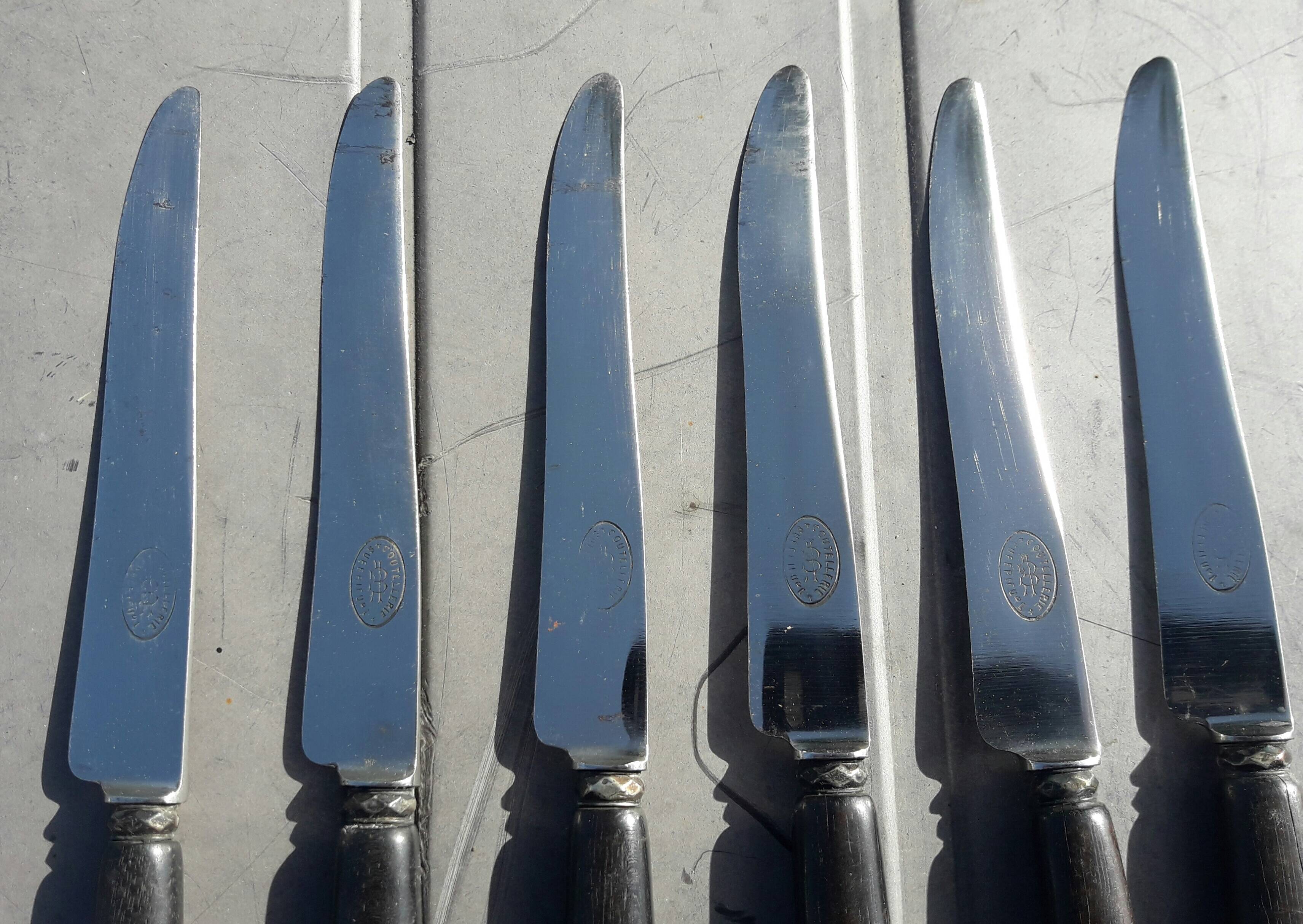 Set of 12 fruit knives with ebony handles coutellerie supérieure