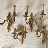 Assorted brass wall lights x4 rocaile style