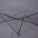Square chrome and glass coffee table