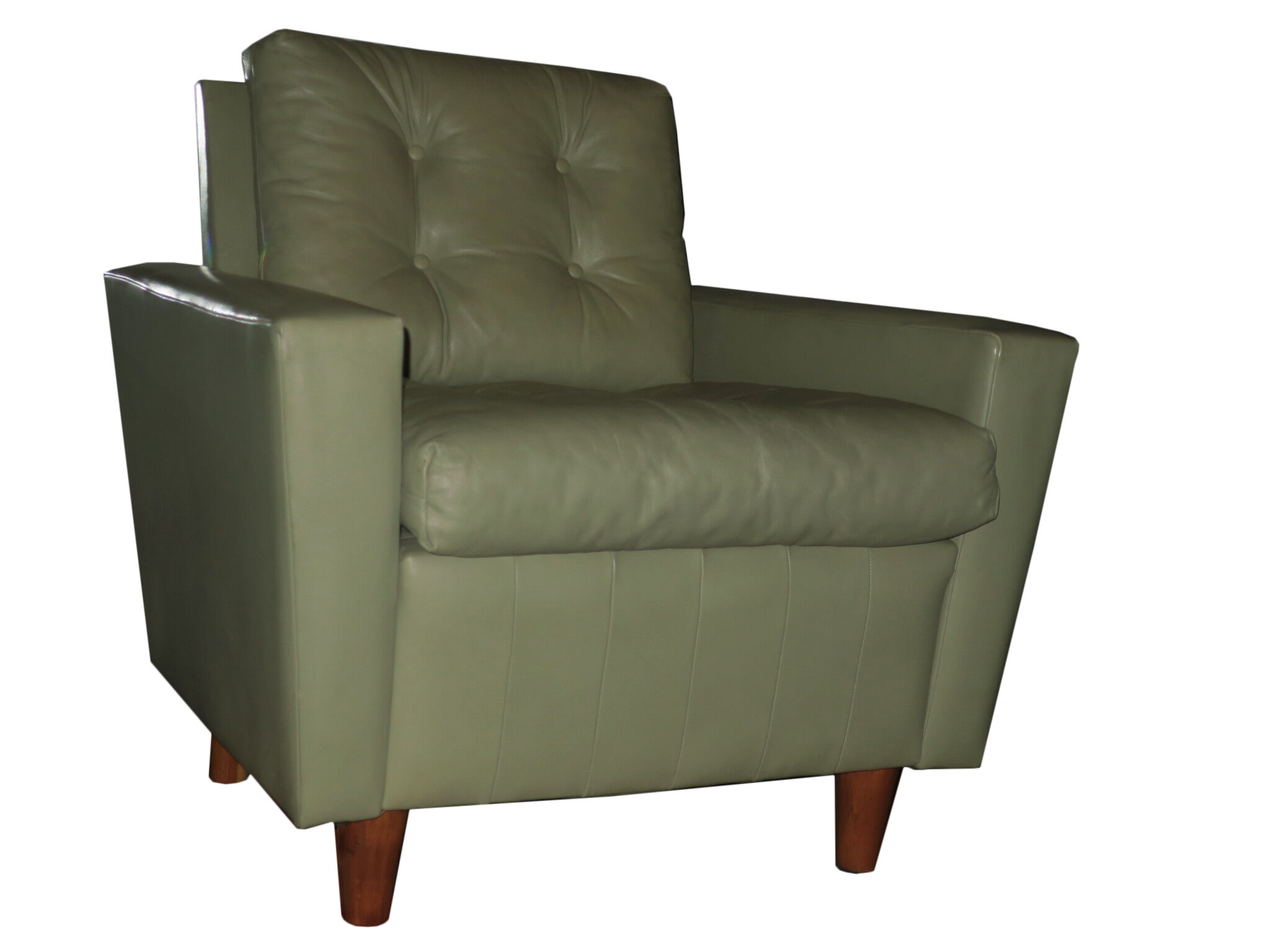 Mid century pistachio-coloured leather lounge chair 1950-60