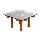 50s Alfred Hendrickx wood and glass coffee table for Belform