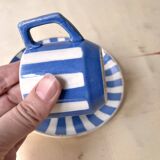 Vintage fox trott coffee cup sarreguemines, art deco striped service.