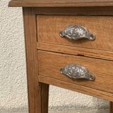 Solid desk in raw oak handles art deco shells