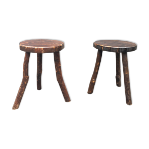 paire de tabourets tripode brutaliste