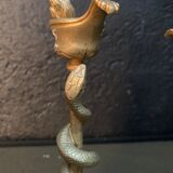 Pair of candlesticks with snakes, gilded bronze 19th century