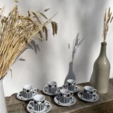 6 Vintage 90s Black and White Coffee Cups Geometric Patterns