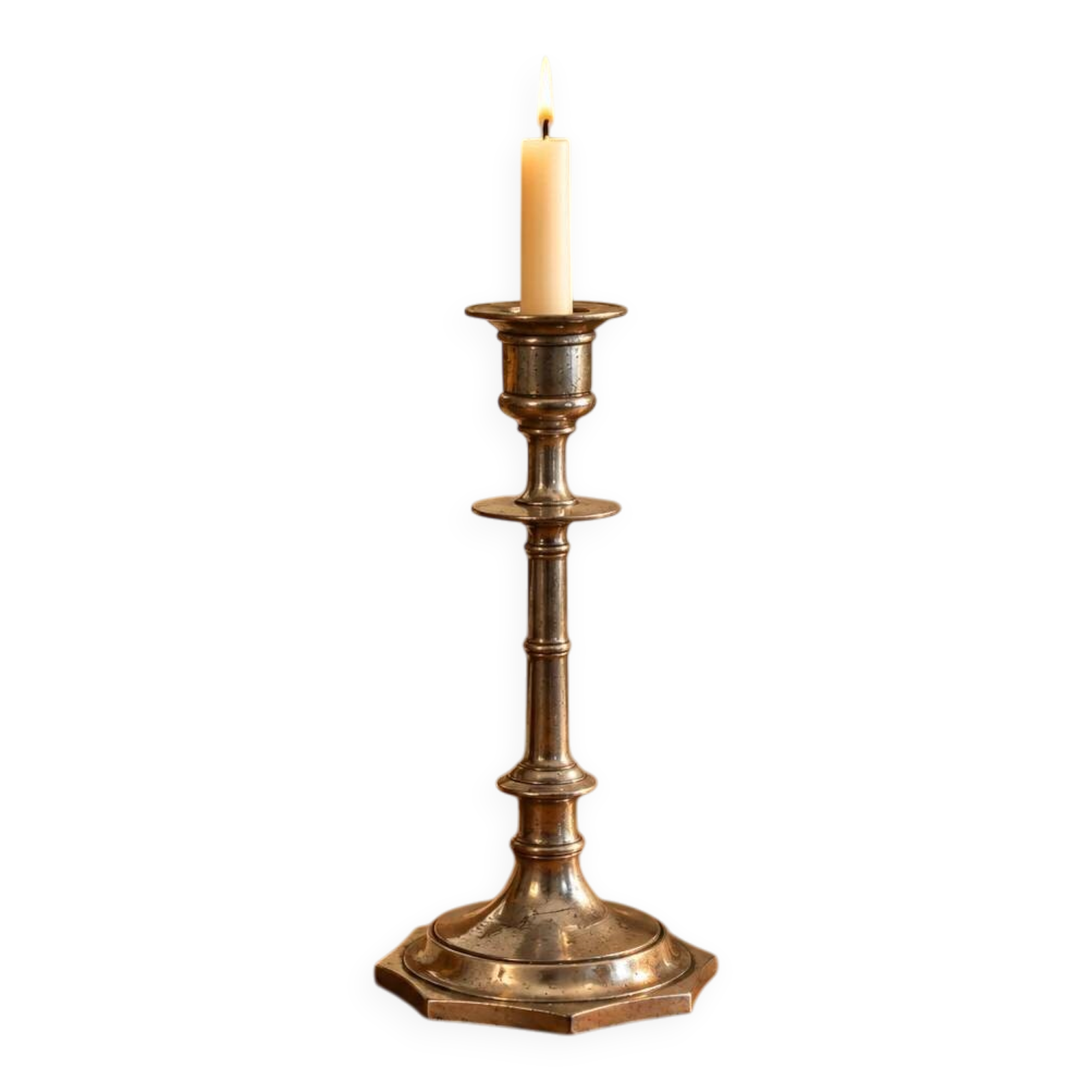 Antique silver-plated candlestick – vintage tall candle holder H25 cm