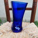 Vase bleu cobalt Luminarc vintage