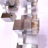 Sciolari, "Cubic" paire grandes appliques chromées, Space Age, Italie 1970