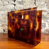 Porte revues en plexiglass et laiton années 70