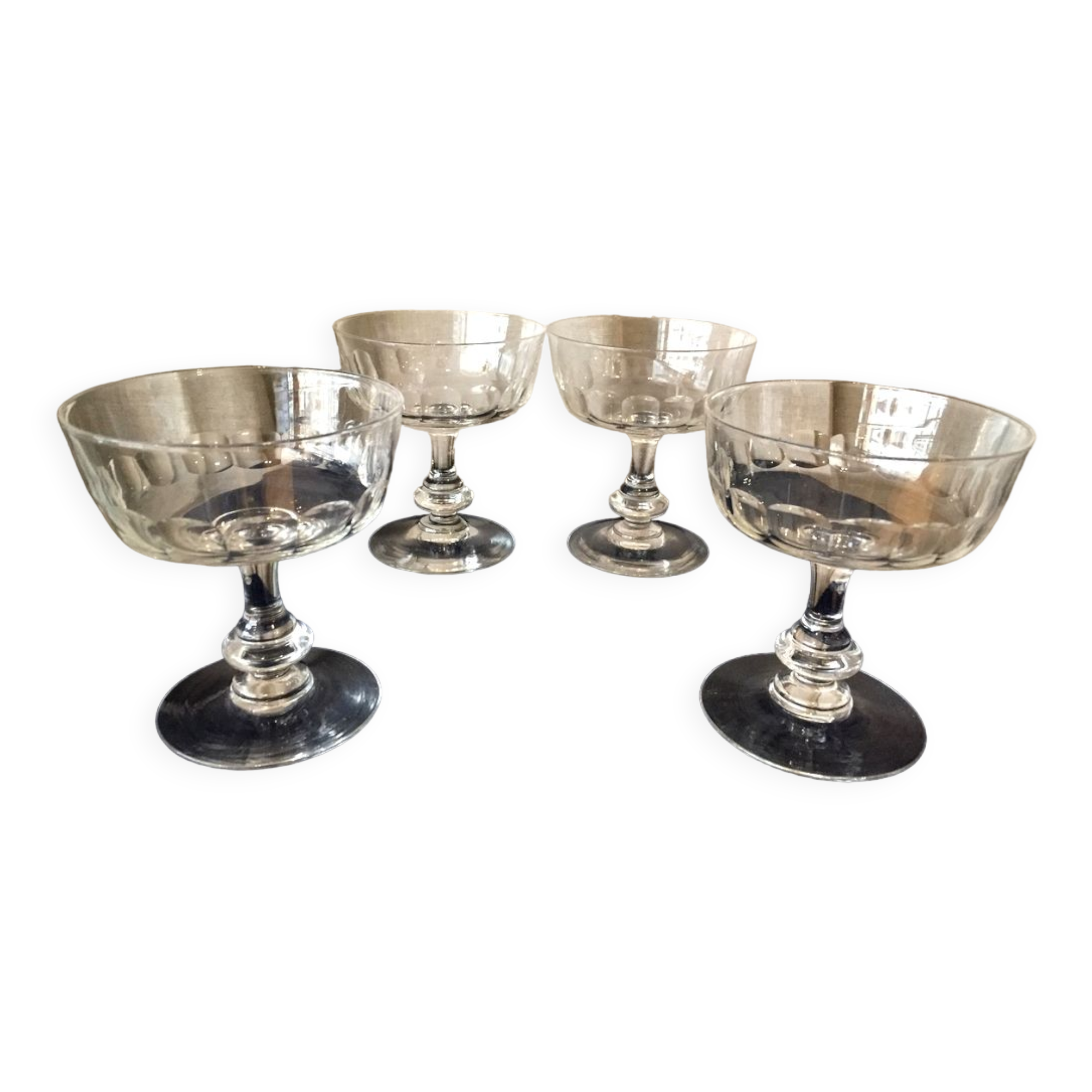 Suite of 4 crystal champagne glasses from the 1930s 1940s