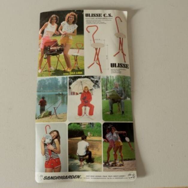 Folding stick stool Ulysse model C.S. by Ivan Loss for Sandrigarden 1981