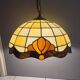 Tiffany-style stained glass pendant, vintage Honsel Germany