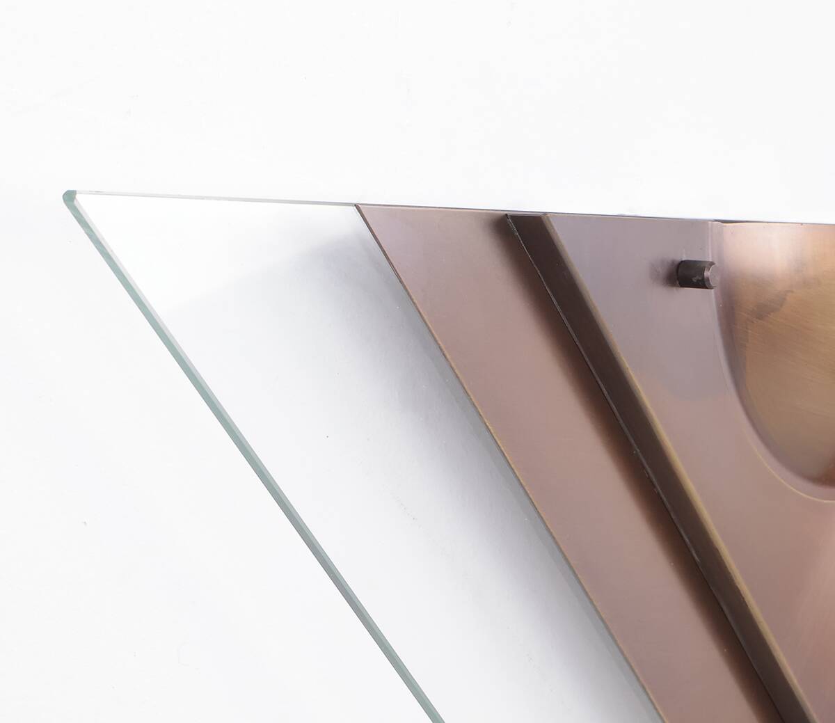Dutch Design copper colored wall lamp with glass, Dijkstra 1980s