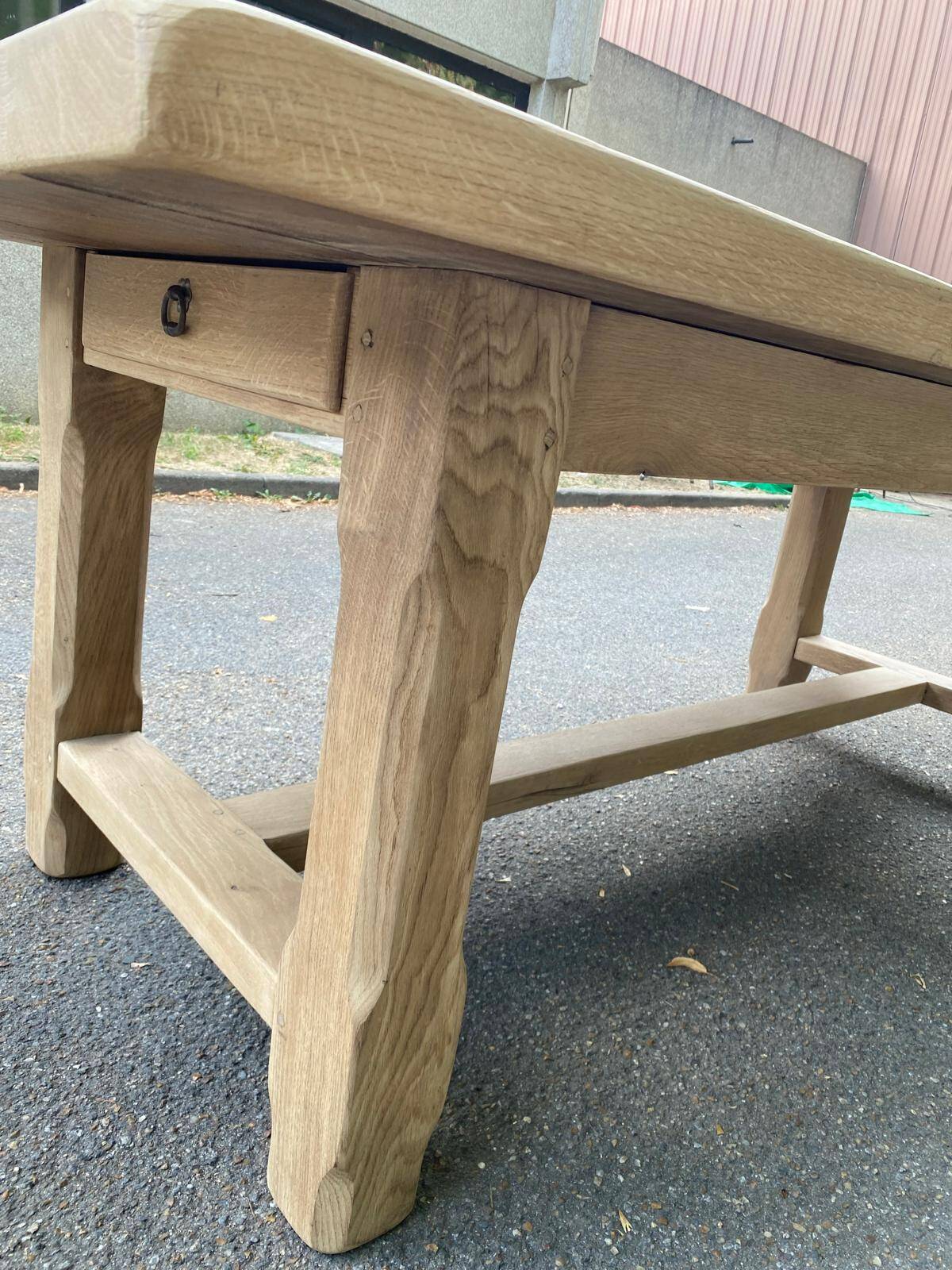Farmhouse dining table stripped in solid raw oak 1930 - 216cm