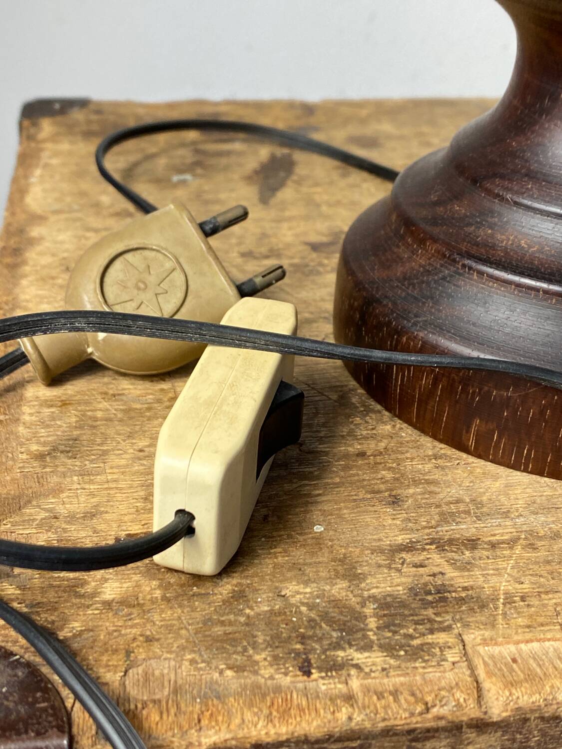 Wooden and ostrich egg lamp base