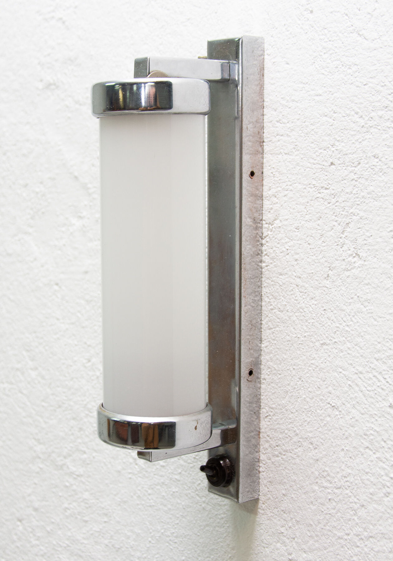 Bauhaus chromed roll wall lamp, 1930´s, Bohemia