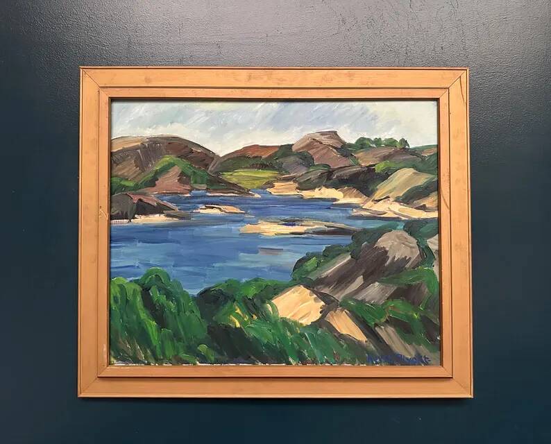 Original Swedish Oil on Canvas - "Lake" by Kersti Flyckt - Signed - Vintage and Framed - 79 × 66 cm (31.1 in × 26 in)