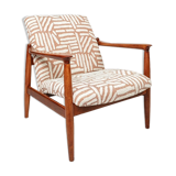 Fauteuil Jacquard Coral Vintage par Edmund Homa GFM 64, années 1960, Pologne Rénové MCM Design