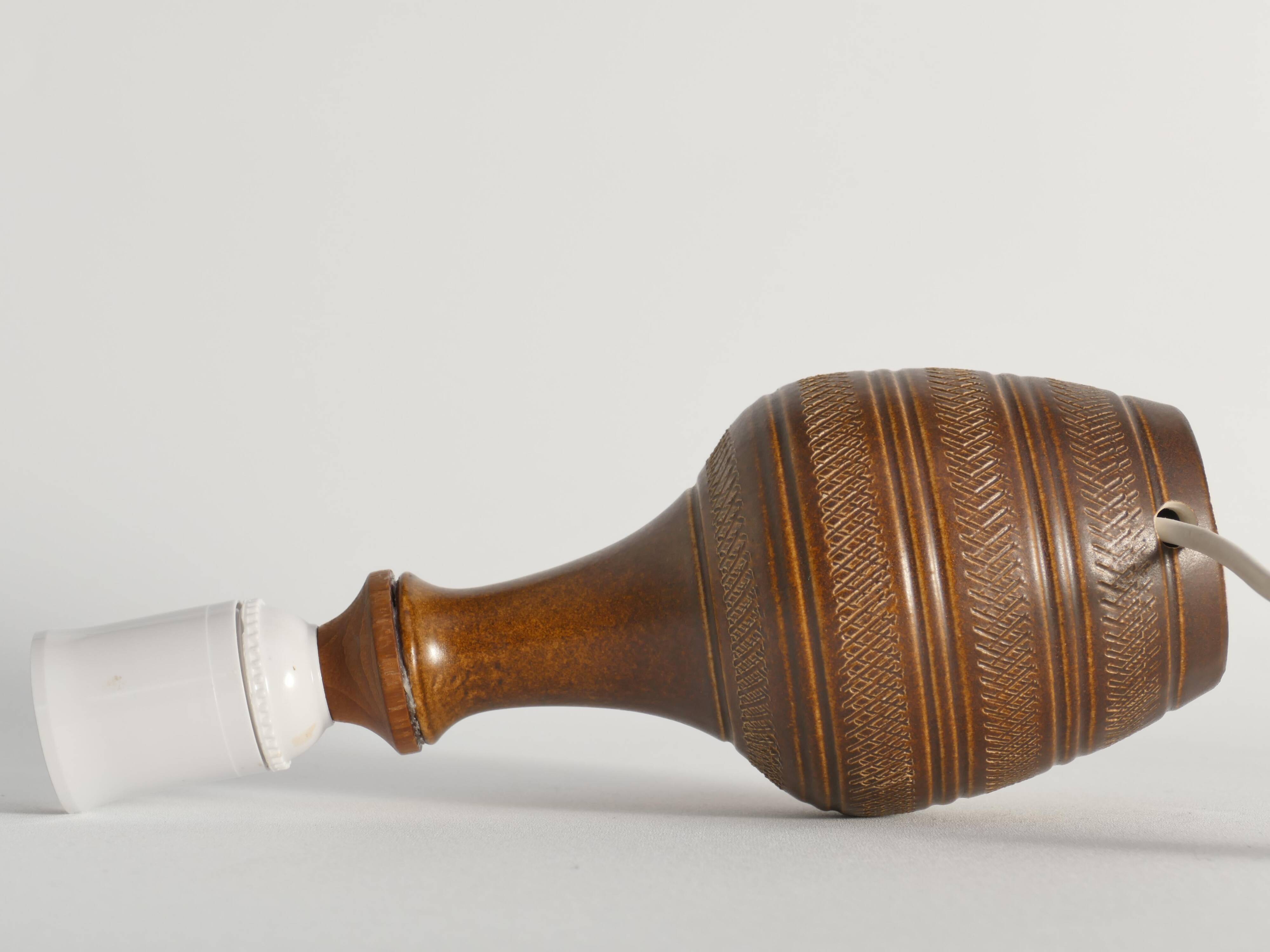 Brown Stoneware Table Lamp, Model number 59617, by Scheurich West Germany 1960s