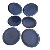 6 speckled midnight blue stoneware dinner plates
