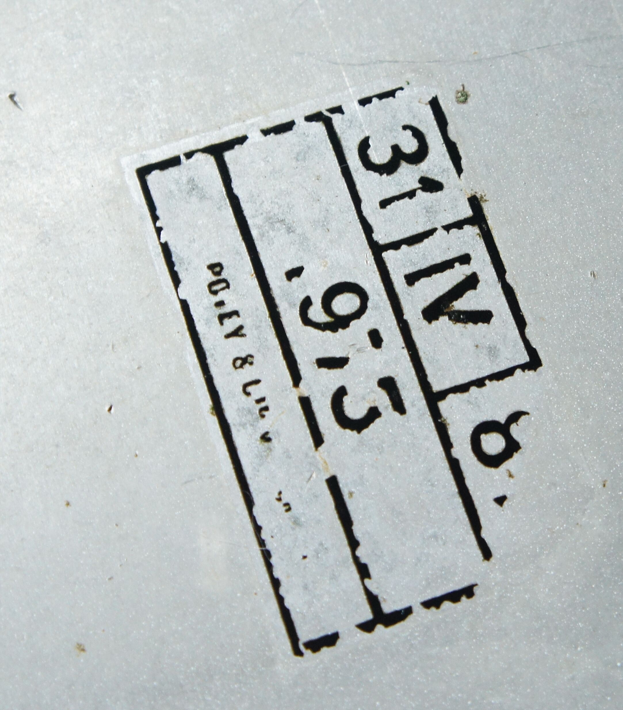 Vintage painted sheet metal plate 1975