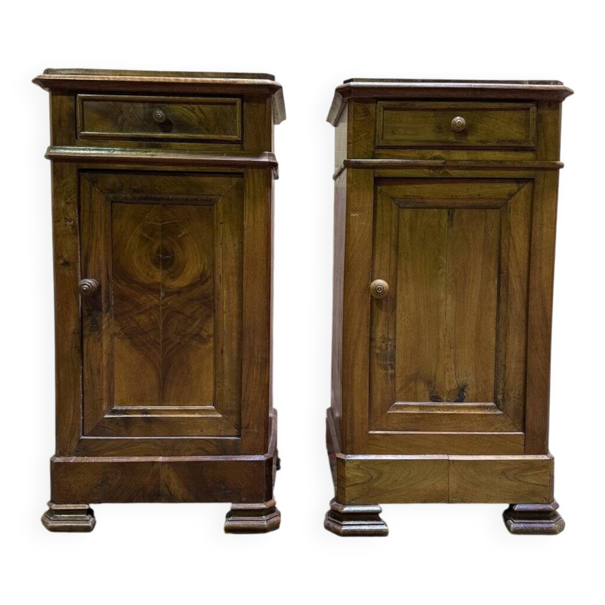 Pair of bedside tables from the Louis Philippe period in walnut.