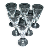 Baccarat set of 6 cut crystal champagne flutes, Carcassonne model, 1960