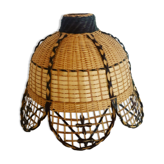 Vintage two-tone wicker pendant light