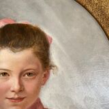 Portrait young girl in pink , signed G.Laperrière june 1888