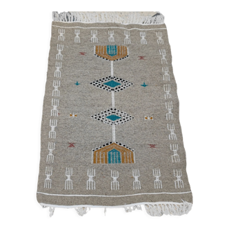 Berber grey carpets woven hands in natural wool