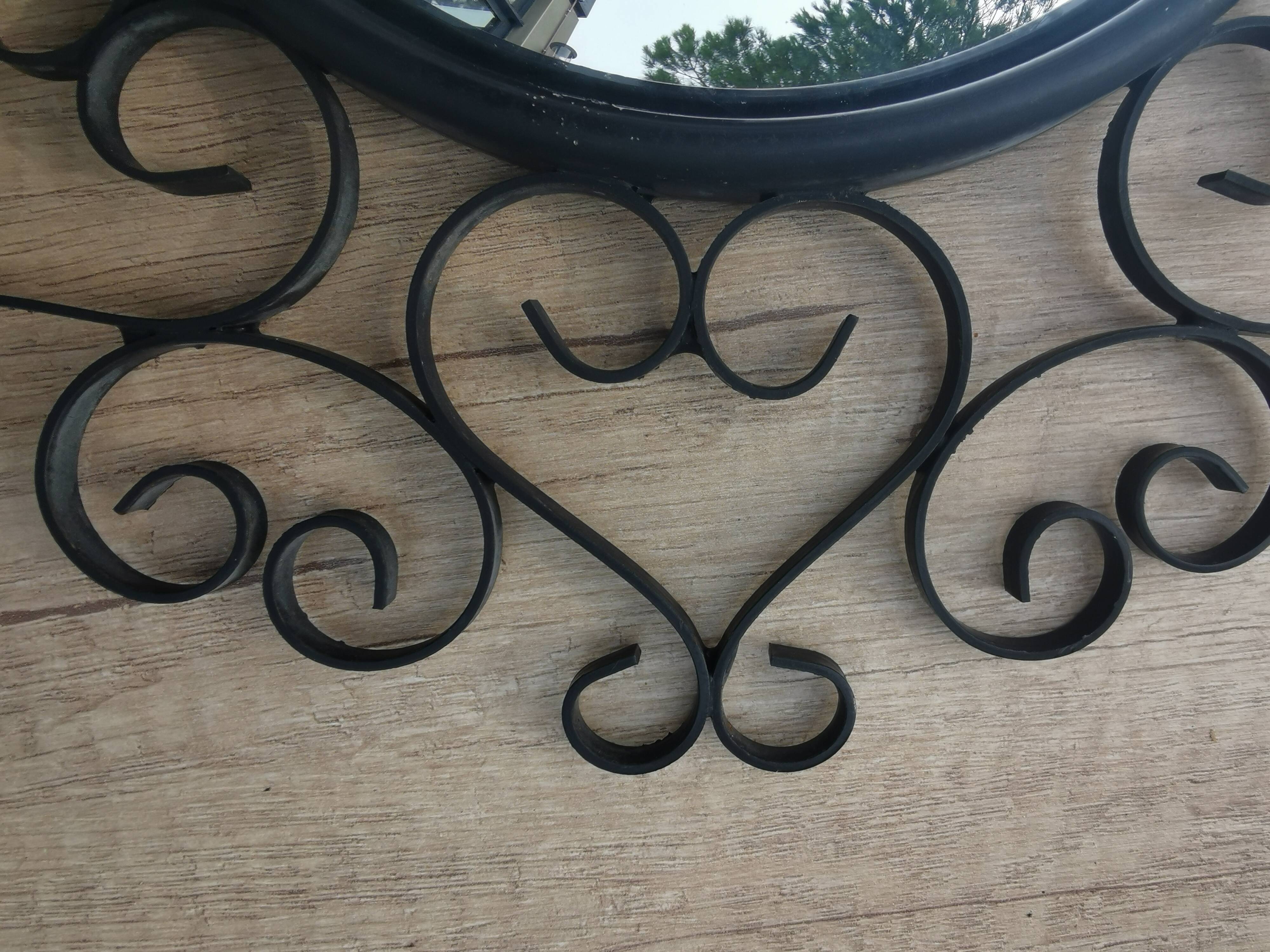 Vintage witch round mirror with wrought iron - 38cm