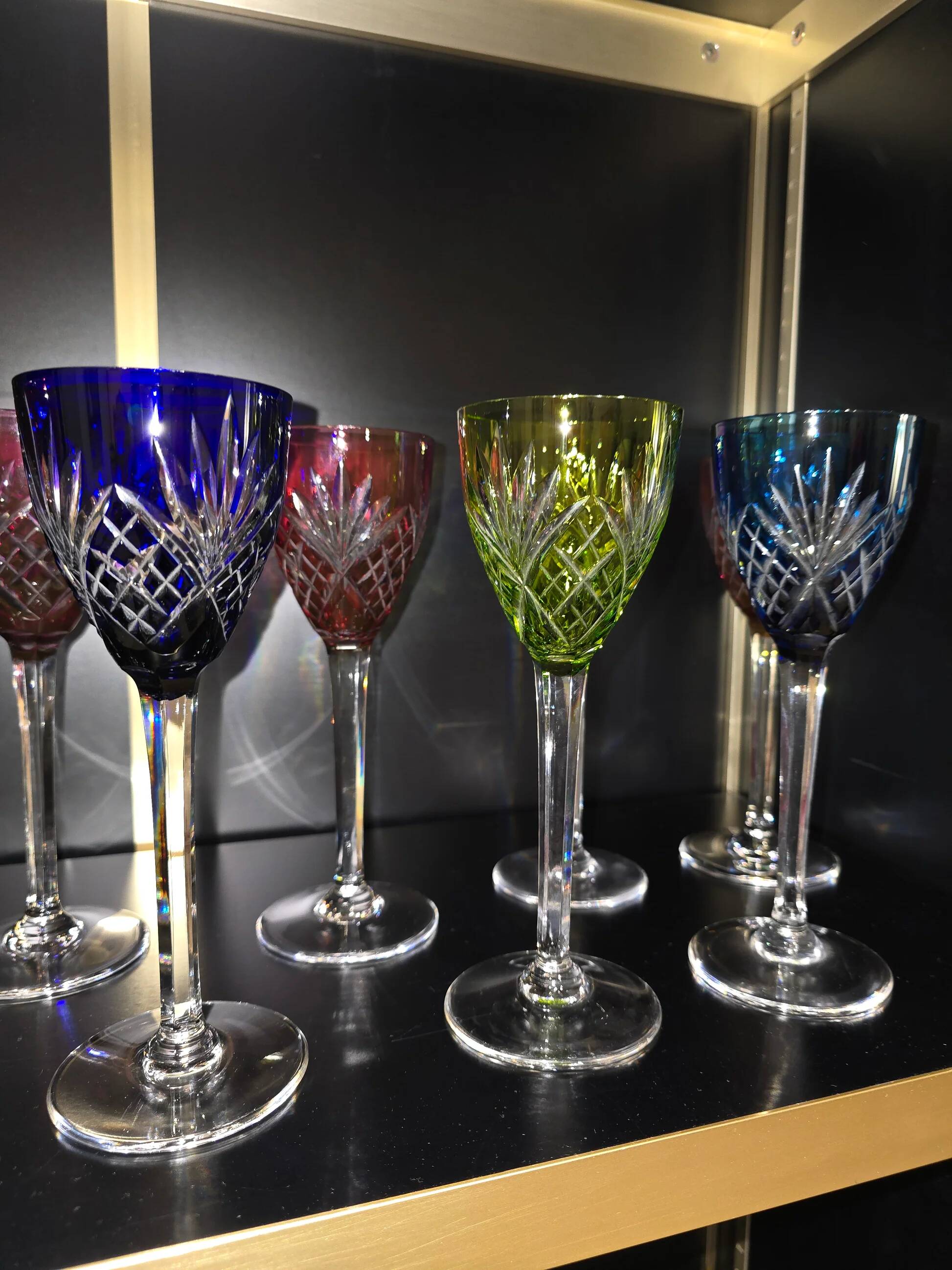 12 coloured cups / glasses Saint-Louis model Chantilly
