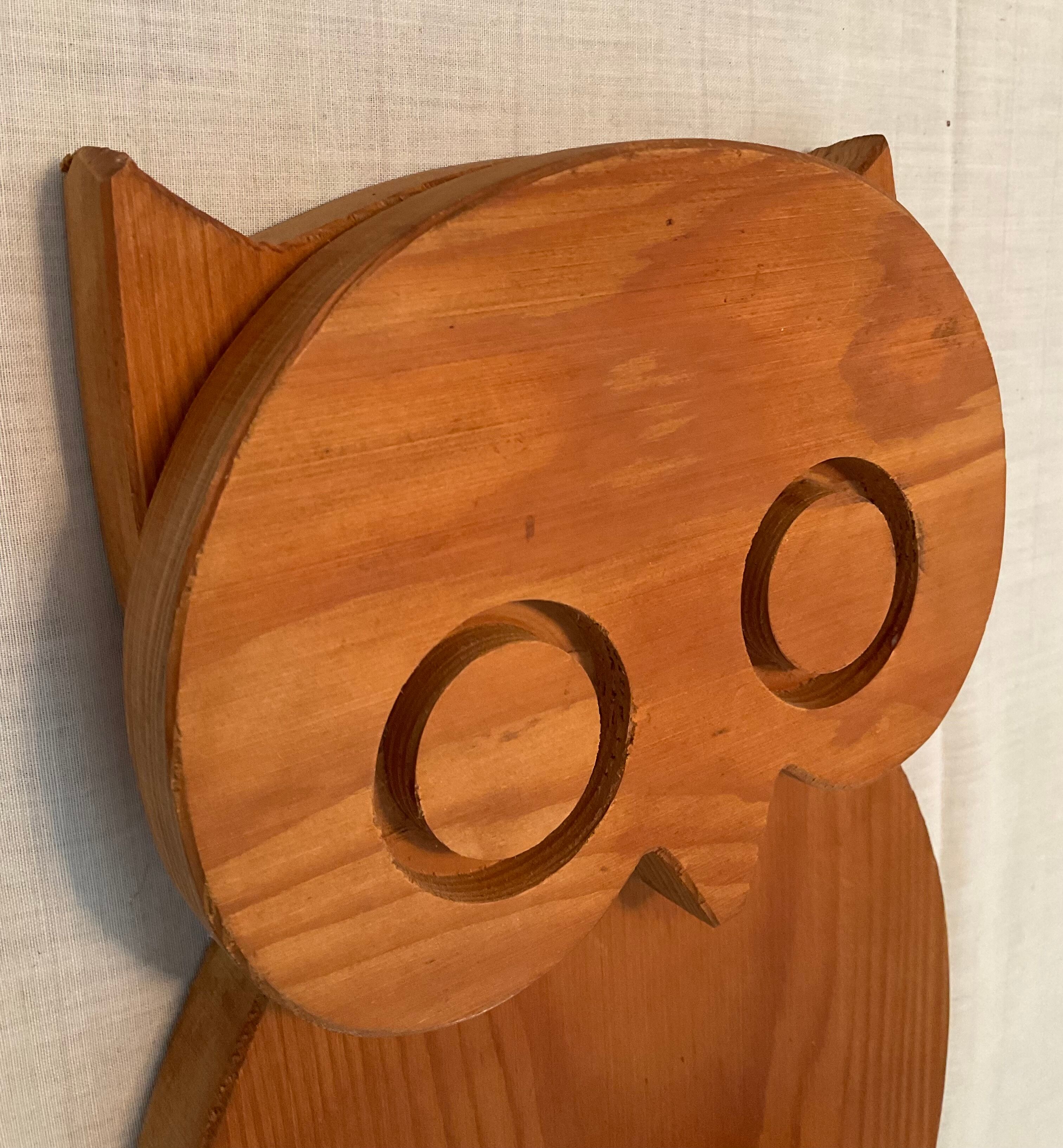 Vintage wooden owl coat rack