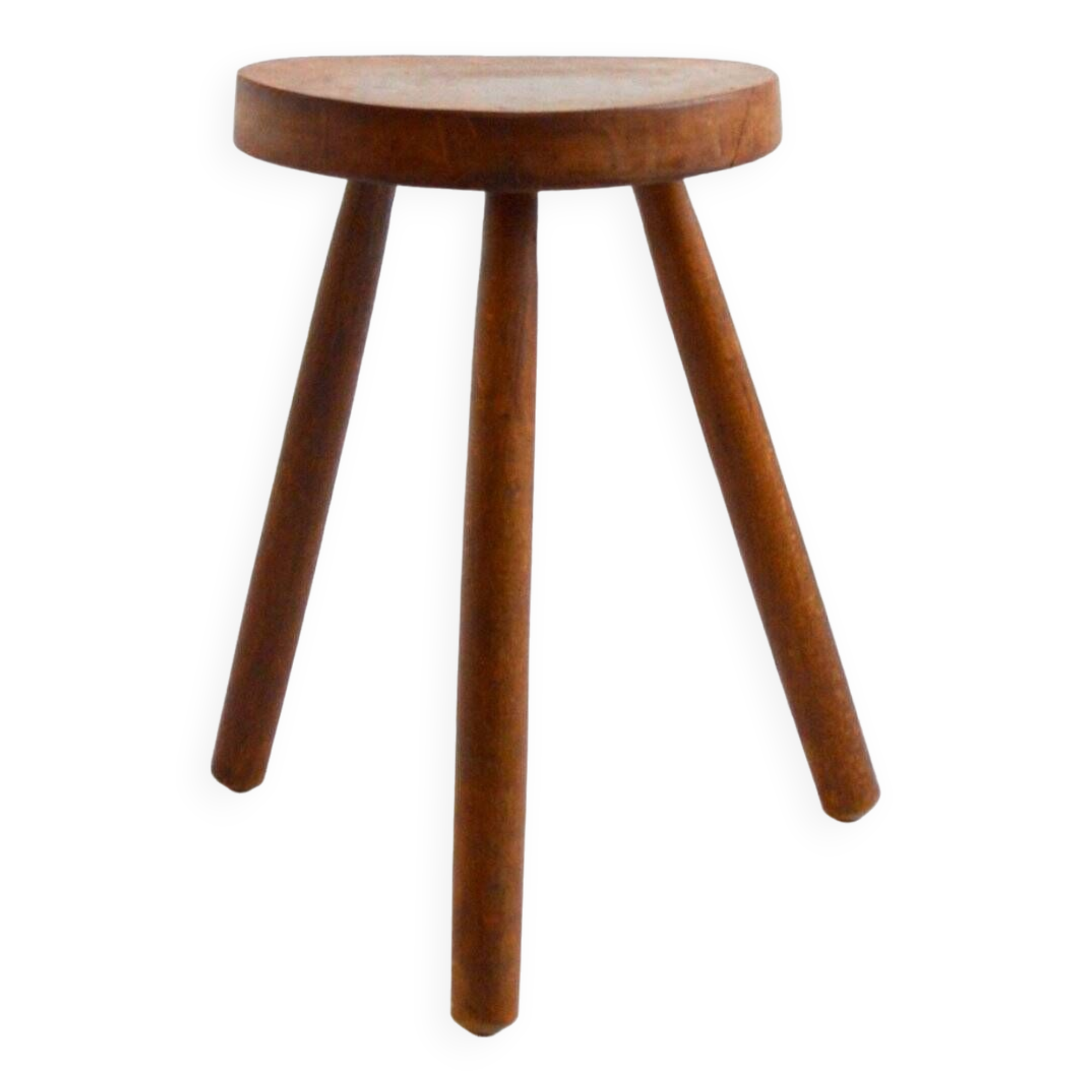 Old brutalist tripod stool in solid wood