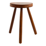 Old brutalist tripod stool in solid wood