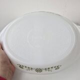 Glasbake usa hollow oven dish compartmented 2 parts vintage daisy green