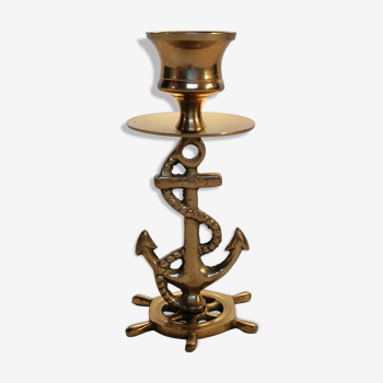 Brass candle holder marine anchor