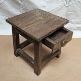 Small teak stool with 1 drawer